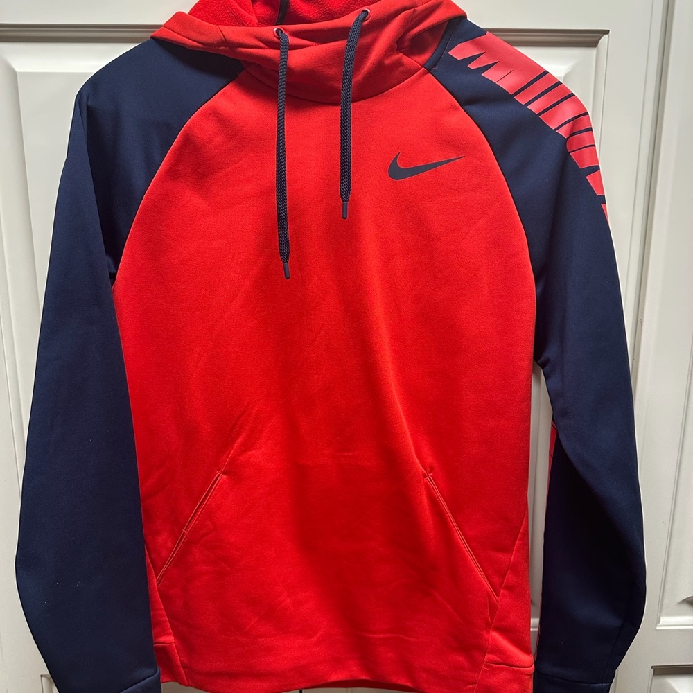Nike Men's Red and Navy Hoodie